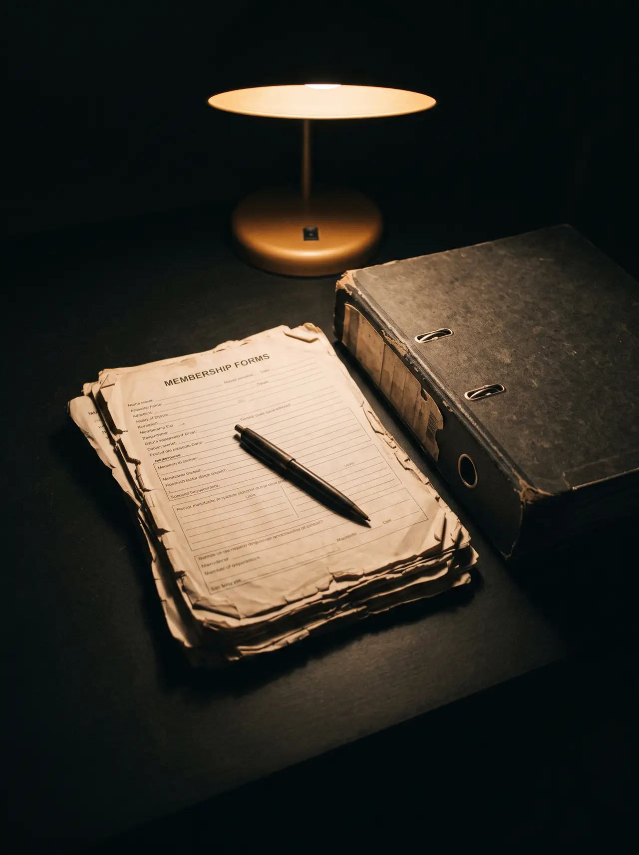 Paperwork and a ring binder on a desk